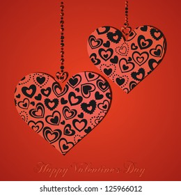 Valentine's Day Greeting Card with Composite Hearts, Vector Version