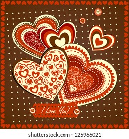 Valentine's Day Greeting Card with Composite Hearts, Vector Version