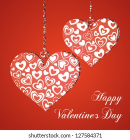 Valentine's Day Greeting Card with Composite Hearts, Vector Version