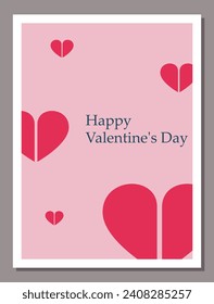 Valentine's day greeting card concept in retro style with hearts and lettering. Vector illustration.