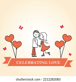 valentines day greeting card with couple.