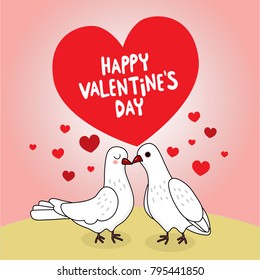 Valentine's Day greeting card with couple cute birds vector