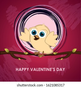 Valentines day greeting card with a cute chicken - Vector