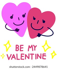 Valentine's day greeting card with cute cartoon hearts