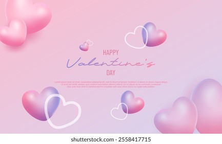 Valentine's Day greeting card decorated with several hearts floating in the background