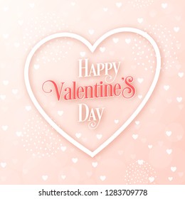 Valentine's day greeting card design with white heart shaped frame