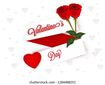 Valentine's day greeting card design with rose flower illustration.