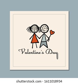 Valentine's day greeting card design. Love and Wedding Art. Vector illustration