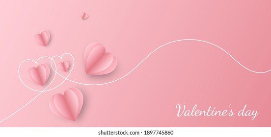 Valentine's Day greeting card design. Hearts with plane postcard. Vector illustration 