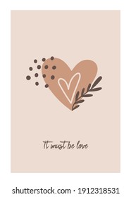 Valentine's Day Greeting Card design. Boho style. Vector illustration.