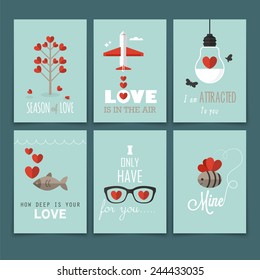 Valentine's day greeting card design in flat modern style