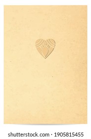 Valentine's day greeting card with embossed heart over vintage paper.Romantic Valentines day background in retro style.Wedding invitation.Vector illustration
