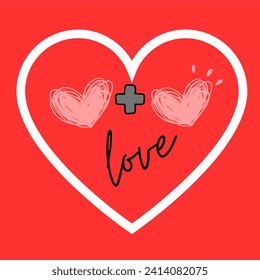 Valentine's Day Greeting Card featuring a Big Heart Enveloping Two Hearts.