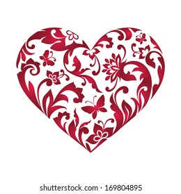 Valentines Day Greeting Card Floral Heart Stock Vector (Royalty Free ...