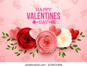 Valentines day greeting card with flowers background