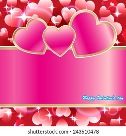 Valentine's day greeting card with flying hearts and place for text, vector illustration