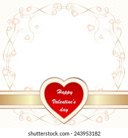 Valentine's day greeting card with flying hearts and place for text, vector illustration