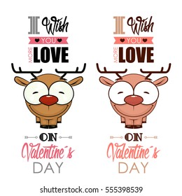 Valentines day greeting card with funny animal character.