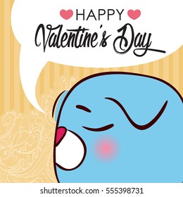 Valentines day greeting card with funny animal character.