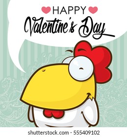 Valentines Day Greeting Card With Funny Animal Character.