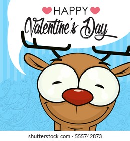 Valentines day greeting card with funny animal character.