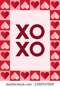 Valentine's day greeting card. Geometric design with hearts.