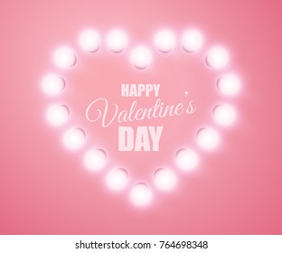 Valentines day greeting card. Glow Heart  background.  Vector illustration.