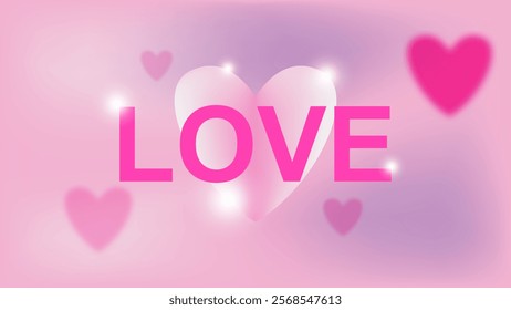 Valentine's day greeting card with gradient hearts and place for text. Romantic banner and invitation card. Vector illustration.