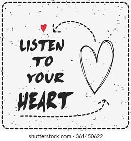 Valentine's day greeting card with hand drawn heart.