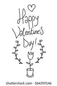 Valentines Day greeting card. Hand drawn vintage design.