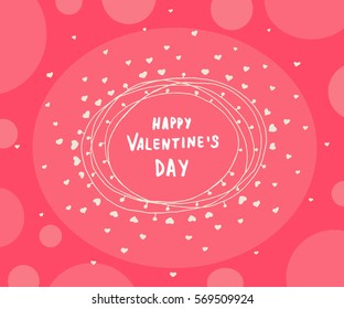 Valentines Day greeting card. Hand drawn elements and lettering. Happy Valentine's Day. Vector