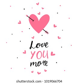Valentine's day greeting card with heart and hand written letters