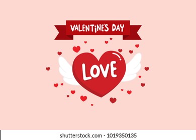 Valentine's Day greeting card. Heart have wings.