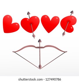 Valentines day greeting card, heart with arrow.