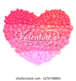 Valentine's Day greeting card with heart shape made with balloons.