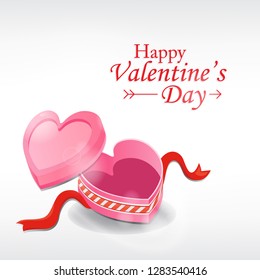 Valentine's Day Greeting card. Heart box on white background.