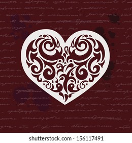 Valentines day greeting card with heart. Vector Illustration.