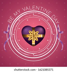 Valentines day greeting card with a heart gift box - Vector