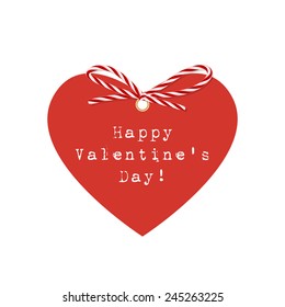 Valentine's day greeting card with heart and bow in twine style
