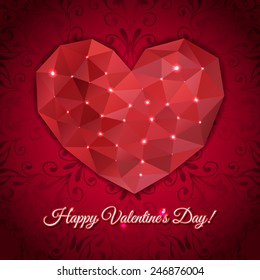 Valentines day greeting card with heart of the triangles