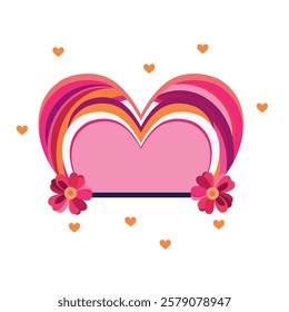 Valentine's day greeting card with heart and flowers. Vector illustration valentines day heart with arrow and flower Heart with flowers and feathers. Heart with flowers and leaves. 