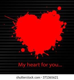 Valentine's Day greeting card with heart on a black background. Vector illustration EPS 10.