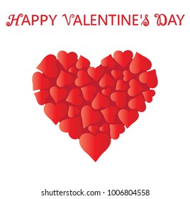 Valentines day greeting card, hearts in heart and greeting inscription - Happy Valentine's Day. Background with heart. Vector illustration. Wallpaper, flyers, invitation, posters, banners.