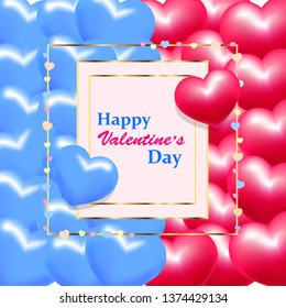 Valentine's Day greeting card with hearts. vector illustration.