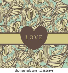 Valentines day greeting card with hearts and lacy ribbon