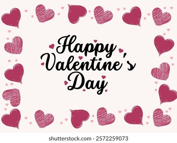 Valentines Day greeting card with hearts. vector