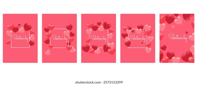 Valentine's Day greeting card. Hearts on a pink background, the inscription "Valentine's Day".
