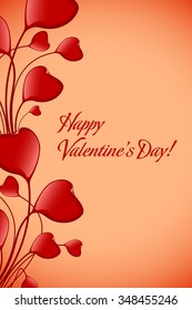 Valentines Day Greeting Card with Hearts in Red Color