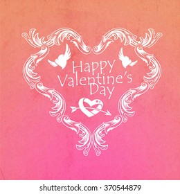 Valentines day greeting card with hearts and lace