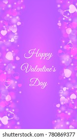 Valentine's Day. Greeting card with hearts and fireworks.